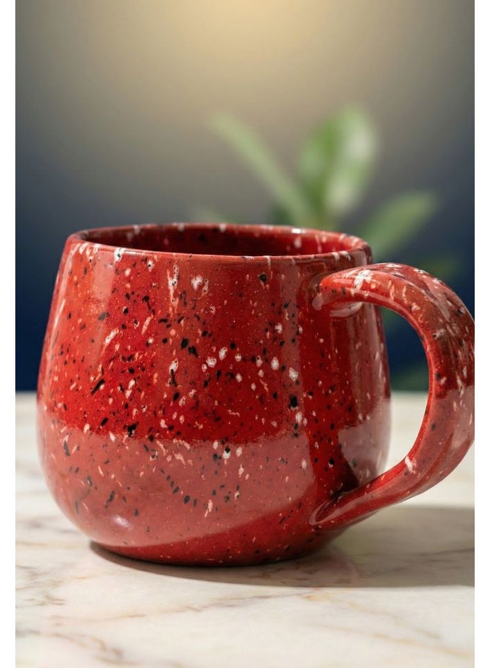 Casa Home مج فخار سعة 250 مل لون أحمر مقاوم للحرارة مناسب للمايكرويف والفرن وغسالة الأطباق